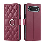 Custodia portafoglio in pelle rombica con fibbia per iPhone 17