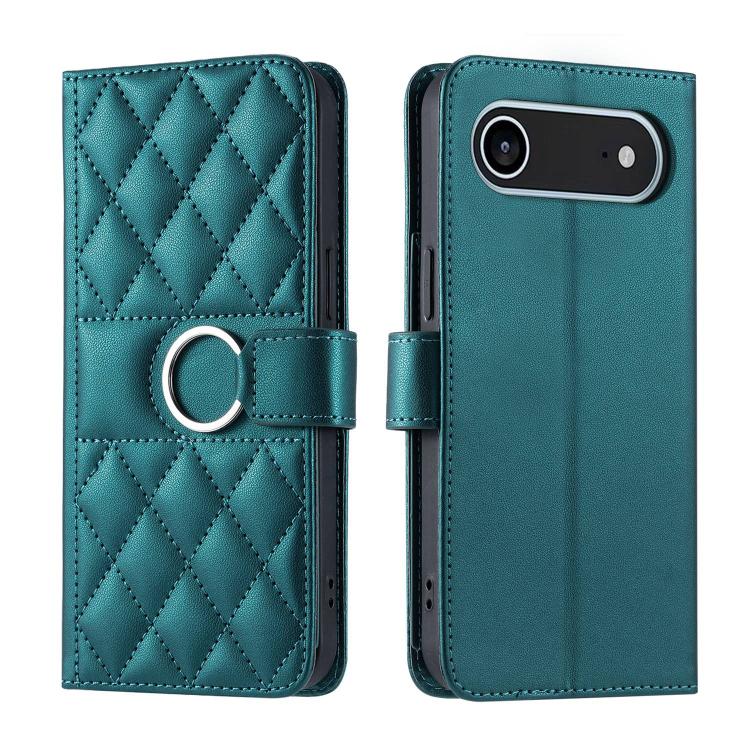 Custodia portafoglio in pelle rombica con fibbia per iPhone 17