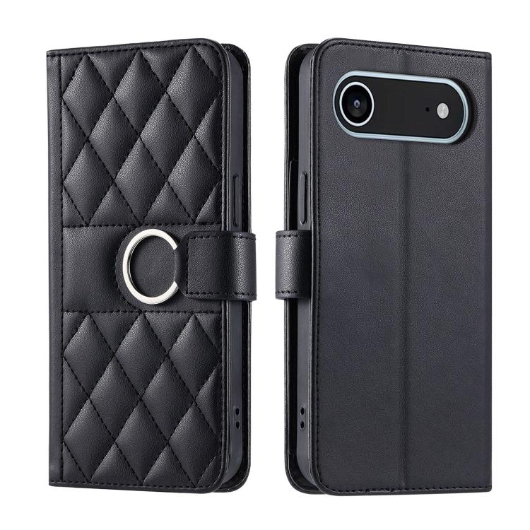 Custodia portafoglio in pelle rombica con fibbia per iPhone 17