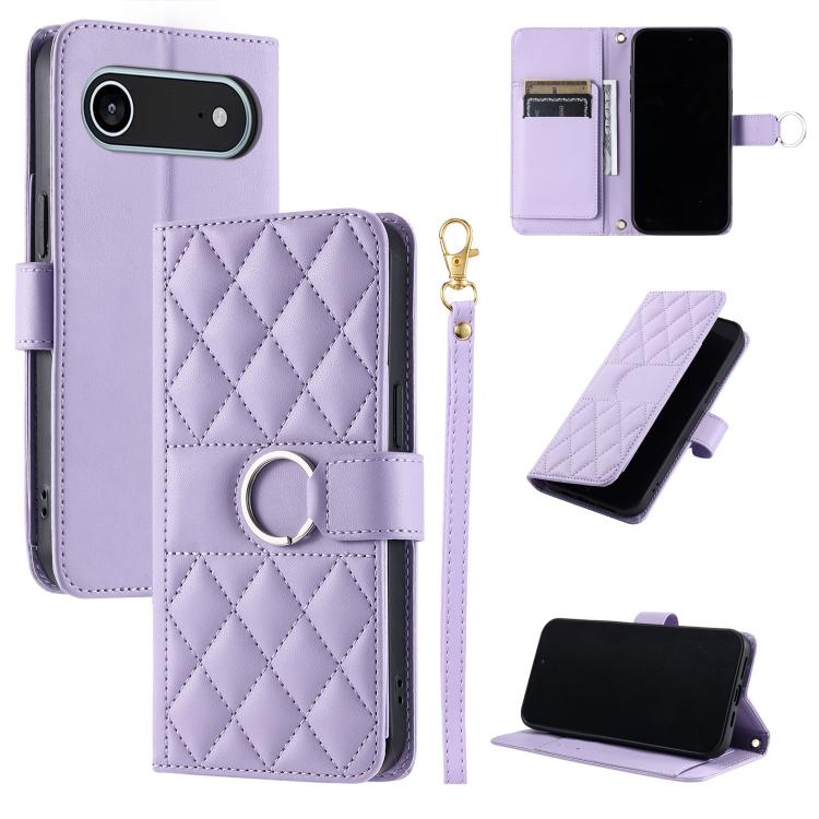 Custodia portafoglio in pelle rombica con fibbia per iPhone 17