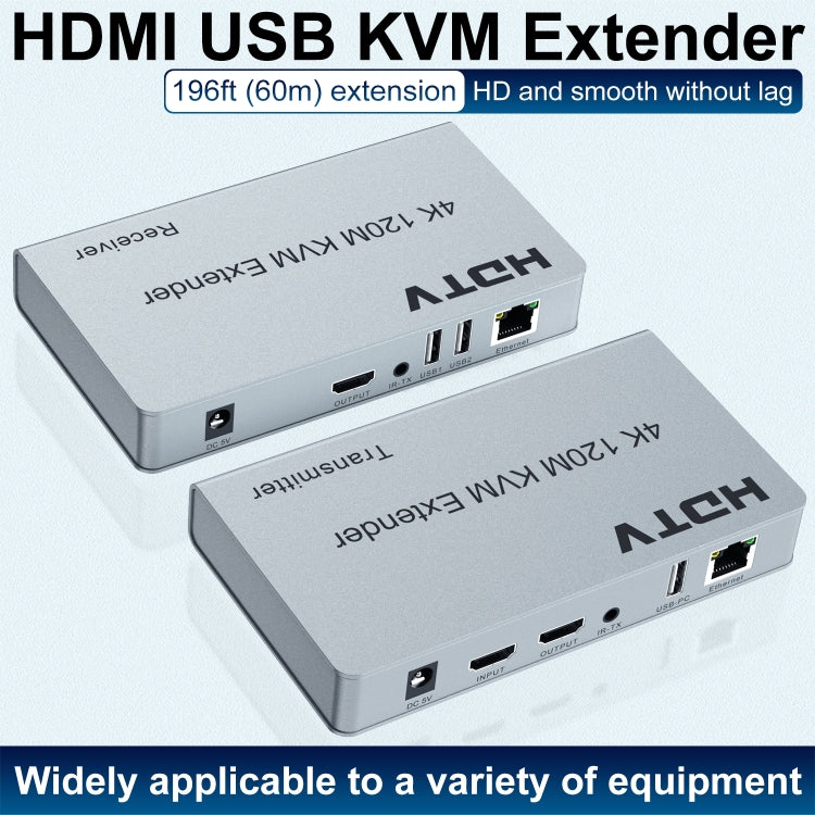 Extender HDMI USB KVM 4K da 120 m con EU/US/UK Plug