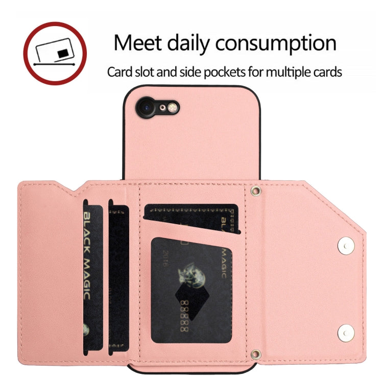 Custodia per telefono con quattro slot per carte Skin Feel e cinturino da polso, For iPhone 7 / 8 / SE 2020 2022, For iPhone 13 Pro Max, For iPhone 13 Pro, For iPhone 13