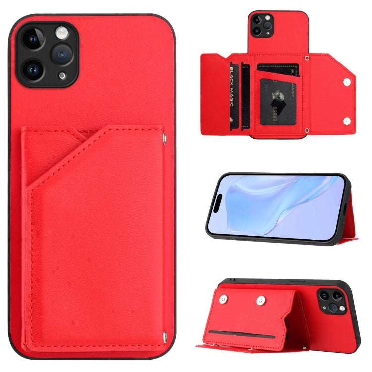 Custodia per telefono con quattro slot per carte Skin Feel e cinturino da polso, For iPhone 12 mini, For iPhone 11 Pro Max, For iPhone 11, For iPhone 11 Pro