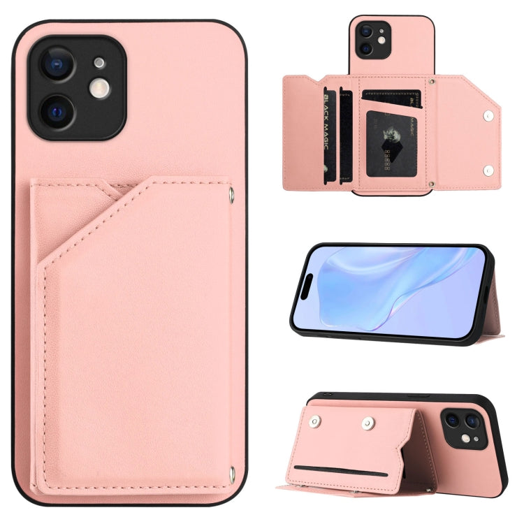 Custodia per telefono con quattro slot per carte Skin Feel e cinturino da polso, For iPhone 13 mini, For iPhone 12, For iPhone 12 Pro Max, For iPhone 12 Pro