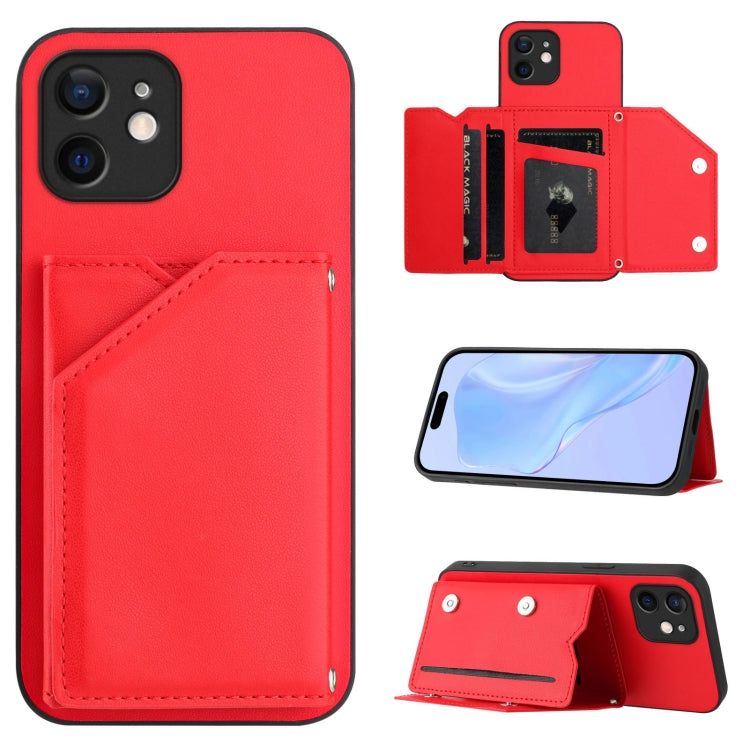 Custodia per telefono con quattro slot per carte Skin Feel e cinturino da polso, For iPhone 13 mini, For iPhone 12, For iPhone 12 Pro Max, For iPhone 12 Pro