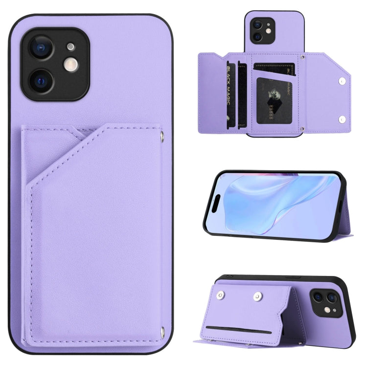 Custodia per telefono con quattro slot per carte Skin Feel e cinturino da polso, For iPhone 13 mini, For iPhone 12, For iPhone 12 Pro Max, For iPhone 12 Pro