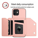 Custodia per telefono con quattro slot per carte Skin Feel e cinturino da polso, For iPhone 12 mini, For iPhone 11 Pro Max, For iPhone 11, For iPhone 11 Pro