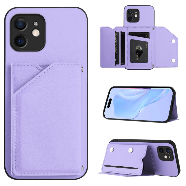 Custodia per telefono con quattro slot per carte Skin Feel e cinturino da polso, For iPhone 12 mini, For iPhone 11 Pro Max, For iPhone 11, For iPhone 11 Pro