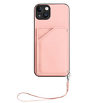 Custodia per telefono con quattro slot per carte Skin Feel e cinturino da polso, For iPhone 14 Plus, For iPhone 14, For iPhone 14 Pro, For iPhone 14 Pro Max