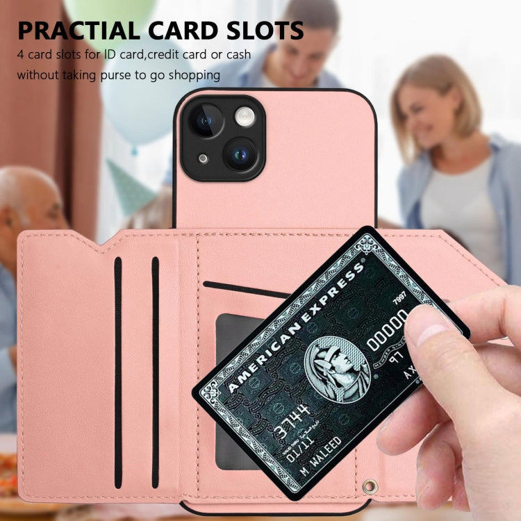 Custodia per telefono con quattro slot per carte Skin Feel e cinturino da polso, For iPhone 14 Plus, For iPhone 14, For iPhone 14 Pro, For iPhone 14 Pro Max