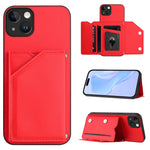 Custodia per telefono con quattro slot per carte Skin Feel e cinturino da polso, For iPhone 14 Plus, For iPhone 14, For iPhone 14 Pro, For iPhone 14 Pro Max