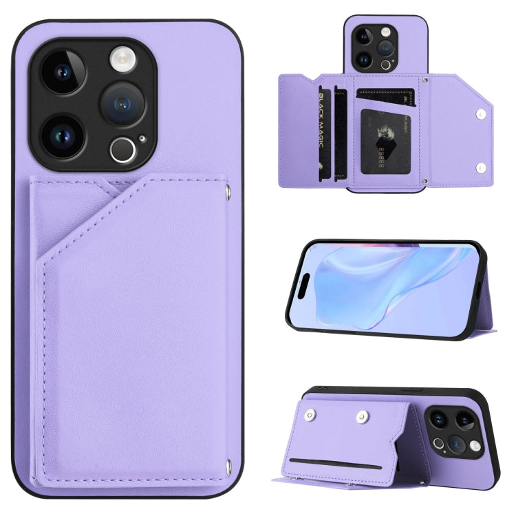 Custodia per telefono con quattro slot per carte Skin Feel e cinturino da polso, For iPhone 14 Plus, For iPhone 14, For iPhone 14 Pro, For iPhone 14 Pro Max