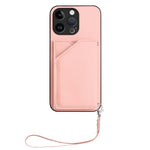 Custodia per telefono con quattro slot per carte Skin Feel e cinturino da polso, For iPhone 15 Pro Max, For iPhone 15 Pro, For iPhone 15 Plus, For iPhone 15