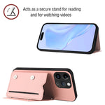 Custodia per telefono con quattro slot per carte Skin Feel e cinturino da polso, For iPhone 15 Pro Max, For iPhone 15 Pro, For iPhone 15 Plus, For iPhone 15