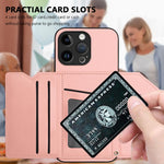 Custodia per telefono con quattro slot per carte Skin Feel e cinturino da polso, For iPhone 15 Pro Max, For iPhone 15 Pro, For iPhone 15 Plus, For iPhone 15