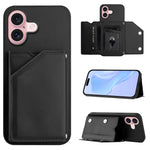 Custodia per telefono con quattro slot per carte Skin Feel e cinturino da polso, For iPhone 16 Pro Max, For iPhone 16 Pro, For iPhone 16 Plus, For iPhone 16