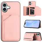 Custodia per telefono con quattro slot per carte Skin Feel e cinturino da polso, For iPhone 16 Pro Max, For iPhone 16 Pro, For iPhone 16 Plus, For iPhone 16