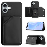 Custodia per telefono con quattro slot per carte Skin Feel e cinturino da polso, For iPhone 16 Pro Max, For iPhone 16 Pro, For iPhone 16 Plus, For iPhone 16