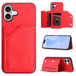 Custodia per telefono con quattro slot per carte Skin Feel e cinturino da polso, For iPhone 16 Pro Max, For iPhone 16 Pro, For iPhone 16 Plus, For iPhone 16