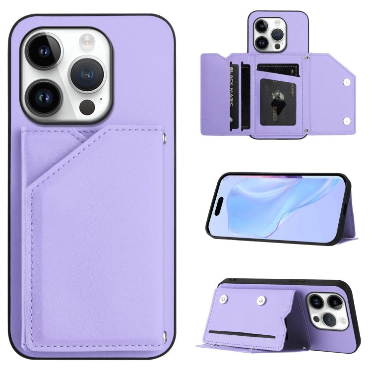Custodia per telefono con quattro slot per carte Skin Feel e cinturino da polso, For iPhone 16 Pro Max, For iPhone 16 Pro, For iPhone 16 Plus, For iPhone 16