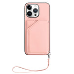 Custodia per telefono con quattro slot per carte Skin Feel e cinturino da polso, For iPhone 16 Pro Max, For iPhone 16 Pro, For iPhone 16 Plus, For iPhone 16