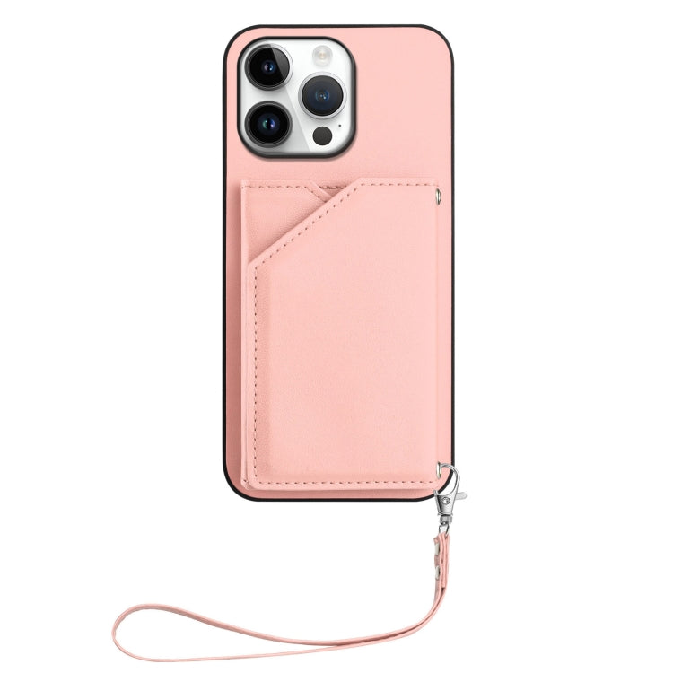Custodia per telefono con quattro slot per carte Skin Feel e cinturino da polso, For iPhone 16 Pro Max, For iPhone 16 Pro, For iPhone 16 Plus, For iPhone 16