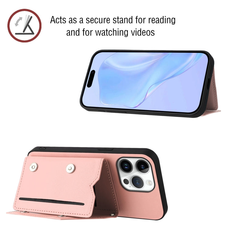 Custodia per telefono con quattro slot per carte Skin Feel e cinturino da polso, For iPhone 16 Pro Max, For iPhone 16 Pro, For iPhone 16 Plus, For iPhone 16