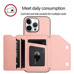 Custodia per telefono con quattro slot per carte Skin Feel e cinturino da polso, For iPhone 16 Pro Max, For iPhone 16 Pro, For iPhone 16 Plus, For iPhone 16