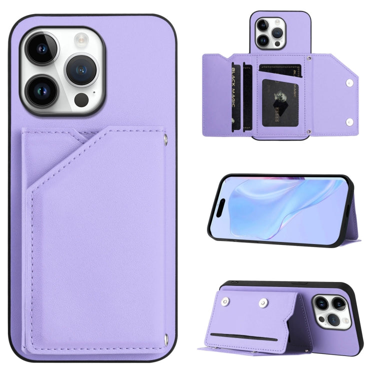Custodia per telefono con quattro slot per carte Skin Feel e cinturino da polso, For iPhone 16 Pro Max, For iPhone 16 Pro, For iPhone 16 Plus, For iPhone 16