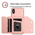 Custodia per telefono con quattro slot per carte Skin Feel e cinturino da polso, For iPhone X / XS, For iPhone XR, For iPhone XS Max, For iPhone 7 Plus / 8 Plus