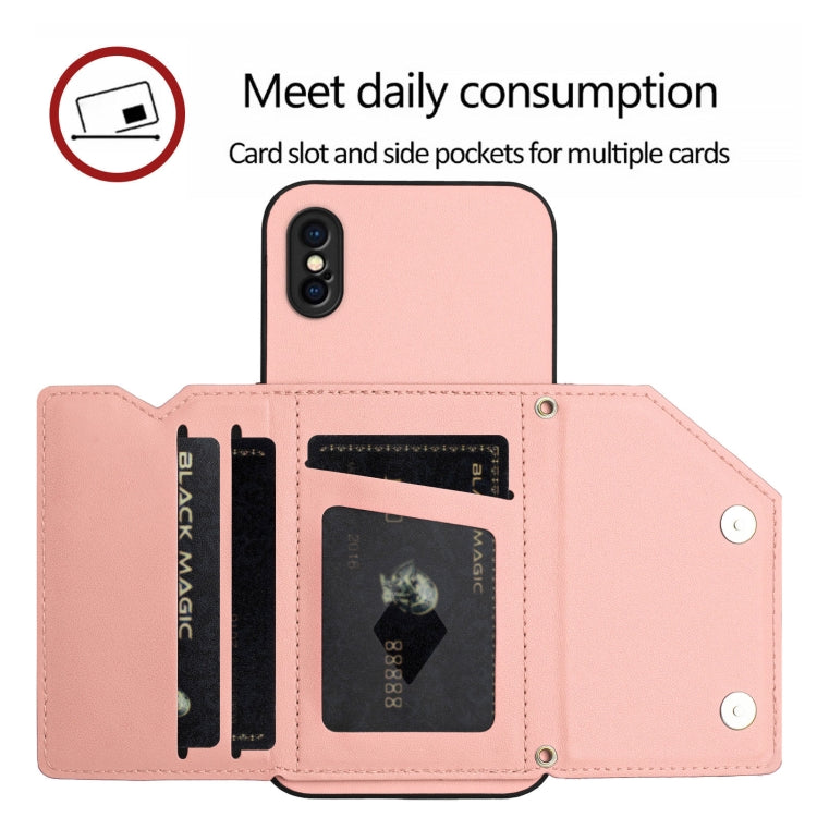 Custodia per telefono con quattro slot per carte Skin Feel e cinturino da polso, For iPhone X / XS, For iPhone XR, For iPhone XS Max, For iPhone 7 Plus / 8 Plus