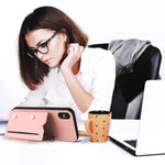 Custodia per telefono con quattro slot per carte Skin Feel e cinturino da polso, For iPhone X / XS, For iPhone XR, For iPhone XS Max, For iPhone 7 Plus / 8 Plus
