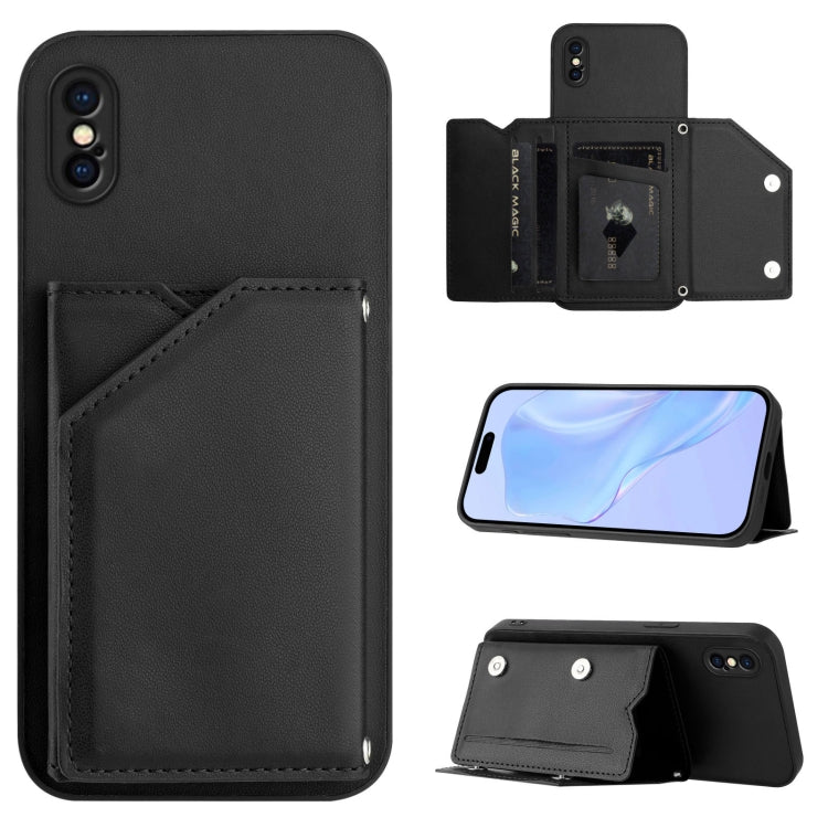 Custodia per telefono con quattro slot per carte Skin Feel e cinturino da polso, For iPhone X / XS, For iPhone XR, For iPhone XS Max, For iPhone 7 Plus / 8 Plus