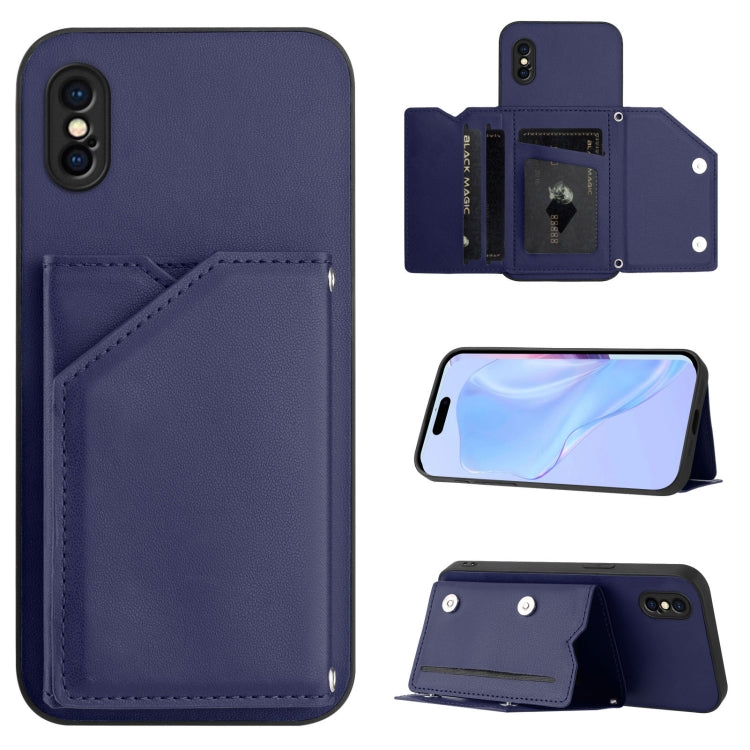 Custodia per telefono con quattro slot per carte Skin Feel e cinturino da polso, For iPhone X / XS, For iPhone XR, For iPhone XS Max, For iPhone 7 Plus / 8 Plus