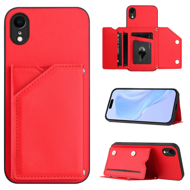Custodia per telefono con quattro slot per carte Skin Feel e cinturino da polso, For iPhone X / XS, For iPhone XR, For iPhone XS Max, For iPhone 7 Plus / 8 Plus