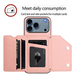 Custodia per telefono con quattro slot per carte Skin Feel e cinturino da polso, For iPhone 17 Pro Max, For iPhone 17 Pro, For iPhone 17, For iPhone Air