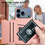 Custodia per telefono con quattro slot per carte Skin Feel e cinturino da polso, For iPhone 17 Pro Max, For iPhone 17 Pro, For iPhone 17, For iPhone Air