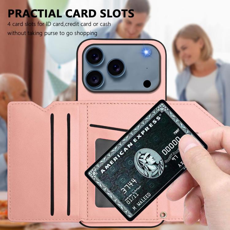 Custodia per telefono con quattro slot per carte Skin Feel e cinturino da polso, For iPhone 17 Pro Max, For iPhone 17 Pro, For iPhone 17, For iPhone Air