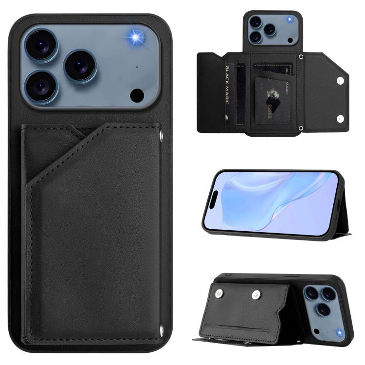 Custodia per telefono con quattro slot per carte Skin Feel e cinturino da polso, For iPhone 17 Pro Max, For iPhone 17 Pro, For iPhone 17, For iPhone Air