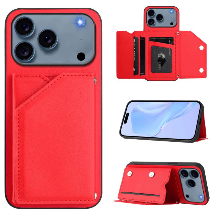 Custodia per telefono con quattro slot per carte Skin Feel e cinturino da polso, For iPhone 17 Pro Max, For iPhone 17 Pro, For iPhone 17, For iPhone Air
