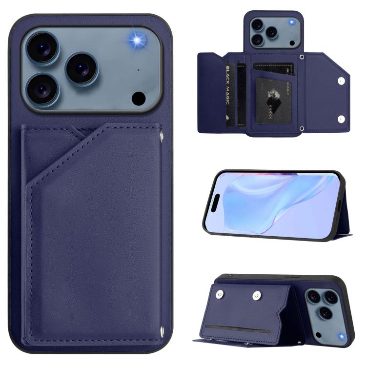 Custodia per telefono con quattro slot per carte Skin Feel e cinturino da polso, For iPhone 17 Pro Max, For iPhone 17 Pro, For iPhone 17, For iPhone Air