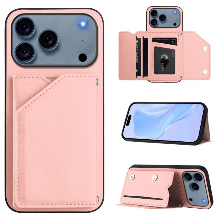 Custodia per telefono con quattro slot per carte Skin Feel e cinturino da polso, For iPhone 17 Pro Max, For iPhone 17 Pro, For iPhone 17, For iPhone Air