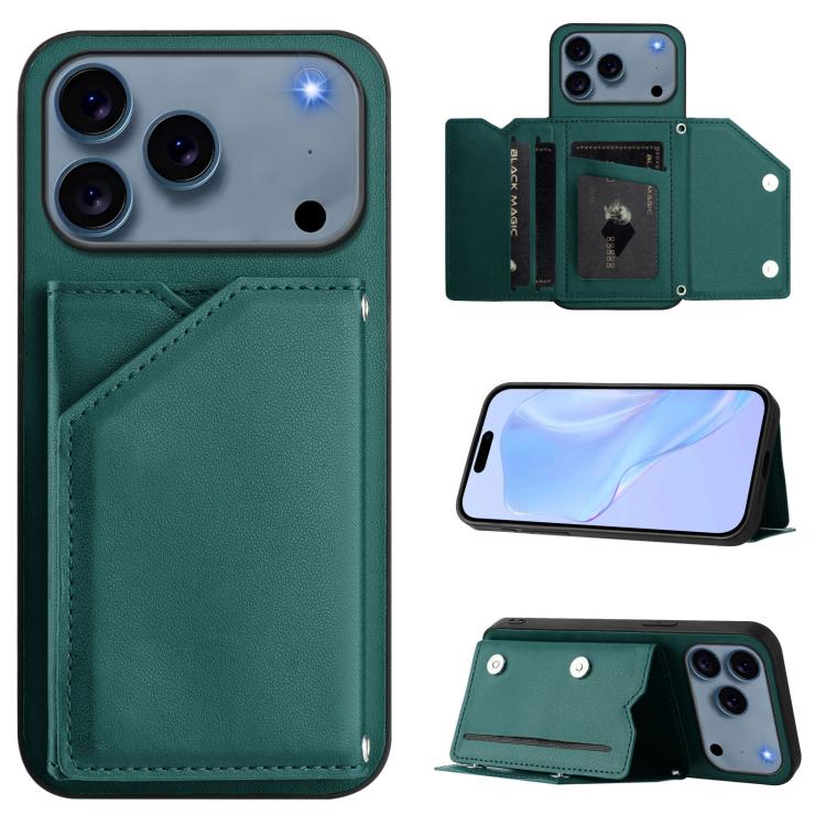 Custodia per telefono con quattro slot per carte Skin Feel e cinturino da polso, For iPhone 17 Pro Max, For iPhone 17 Pro, For iPhone 17, For iPhone Air