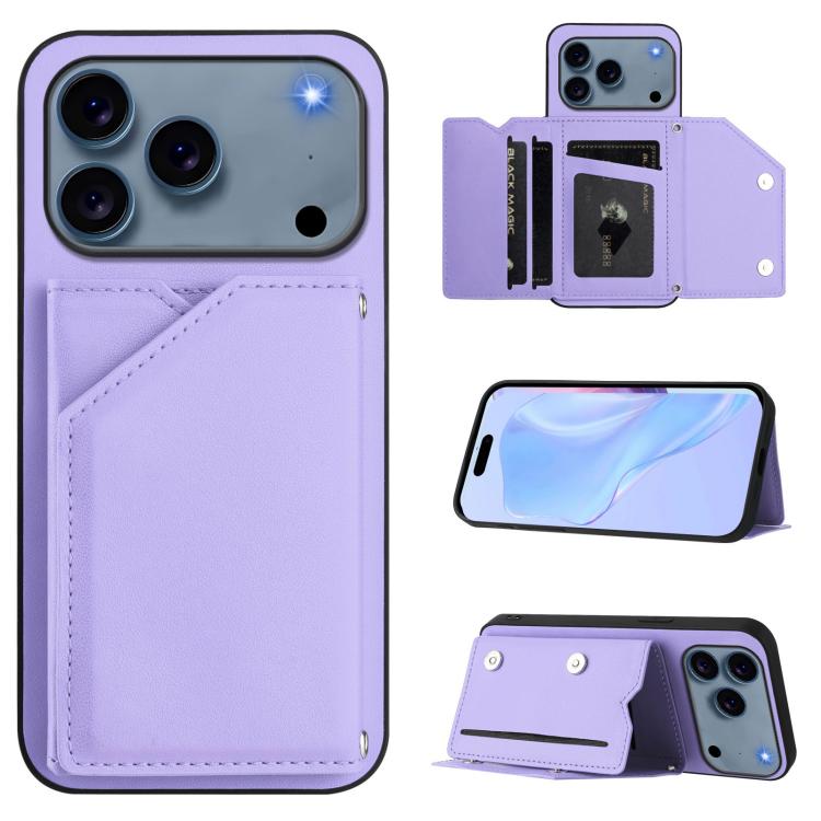 Custodia per telefono con quattro slot per carte Skin Feel e cinturino da polso, For iPhone 17 Pro Max, For iPhone 17 Pro, For iPhone 17, For iPhone Air
