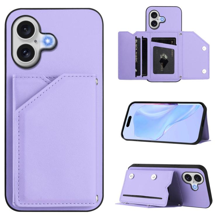 Custodia per telefono con quattro slot per carte Skin Feel e cinturino da polso, For iPhone 17 Pro Max, For iPhone 17 Pro, For iPhone 17, For iPhone Air
