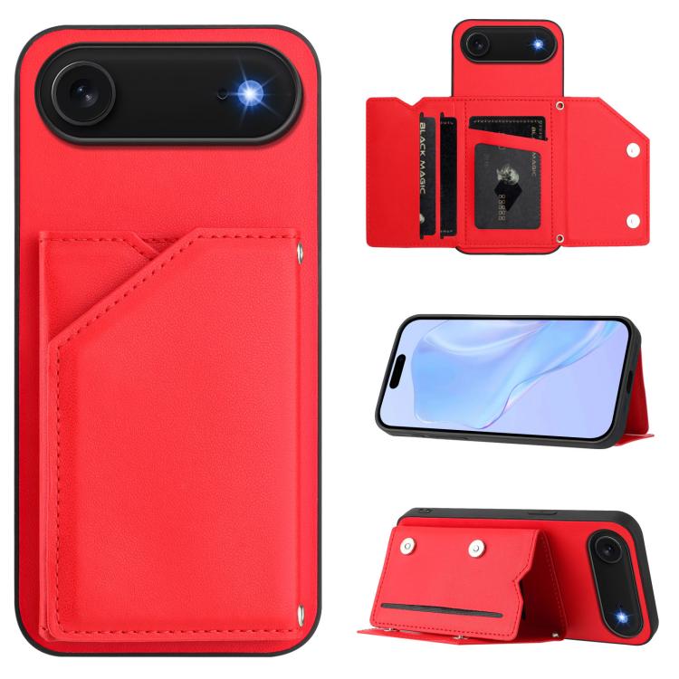 Custodia per telefono con quattro slot per carte Skin Feel e cinturino da polso, For iPhone 17 Pro Max, For iPhone 17 Pro, For iPhone 17, For iPhone Air