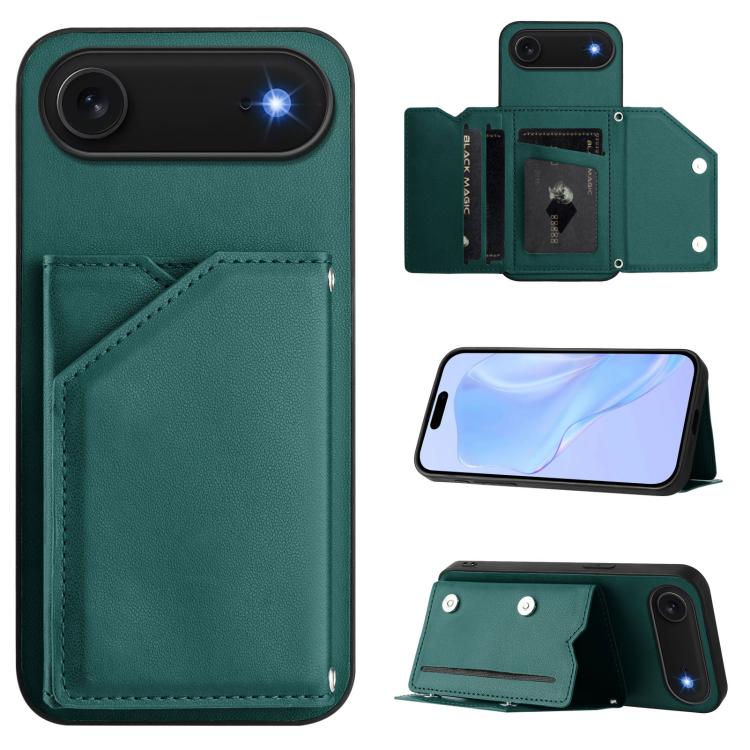 Custodia per telefono con quattro slot per carte Skin Feel e cinturino da polso, For iPhone 17 Pro Max, For iPhone 17 Pro, For iPhone 17, For iPhone Air