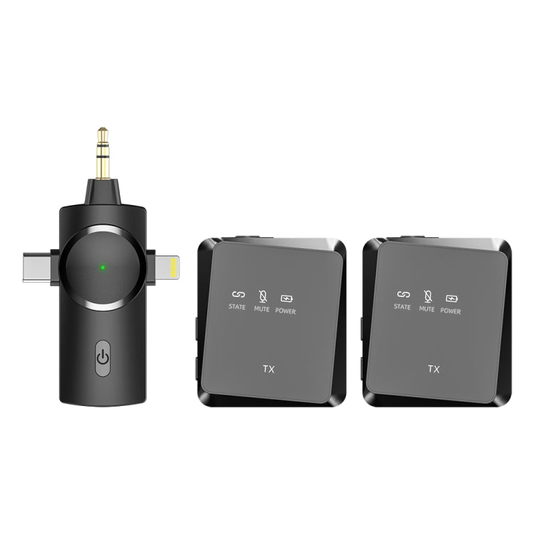 AP009 Microfono Lavalier wireless da uno a due con ricevitore 3 in 1, One to Two