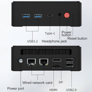 Jumper N100 Pro II Mini PC, Intel 12a generazione Alder Lake-N N100 Quad-core Dual RJ45, RAM: 8 GB, ROM: 256 GB (spina UE), Jumper N100 Pro II