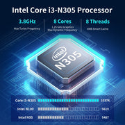 Jumper N305 Mini PC, Intel Alder Lake-N N305 Octa-core 3.8GHz, RAM: 16GB, ROM: 512GB (spina UE), Jumper N305